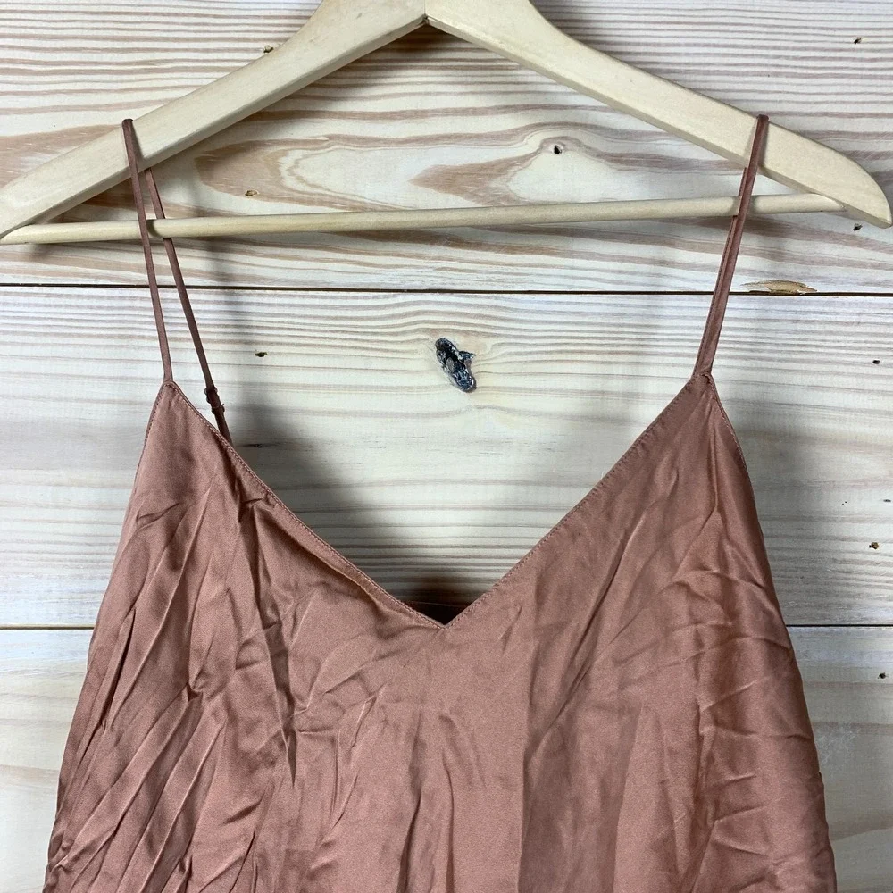 Simone Perele Cami‎ Top OS Mauve Pink Silk Matte Satin V Neck Capsule Romantic